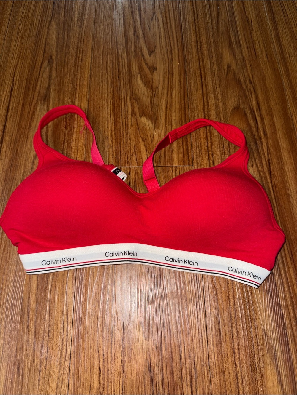 Calvin Klein Red Wireless Logo Band Bralette